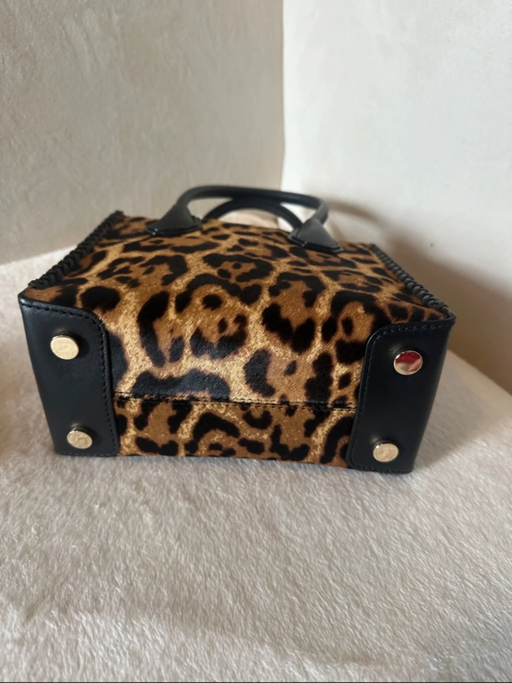 Michael Kors Mercer Leopard Calf Hair Satchel with Black Trim - Picture 5 of 11